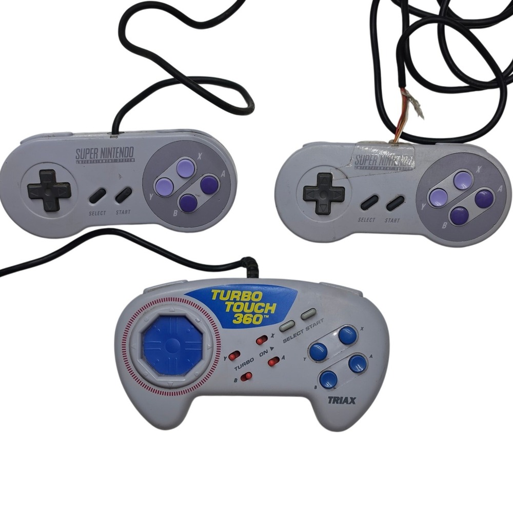Nintendo SNES Controller Lot SNS-005 Triax Turbo Touch 360 Untested For Parts